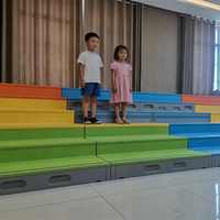 Plateforme de chœur moderne, durable, pliable, réglable en hauteur, à 3 niveaux, en plastique moulé par soufflage, couleur personnalisée, pour salle de musique, école