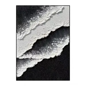 Modern Thick Texture Relief 3D Abstract Black And White Paintings Handmade Oil Painting On Canvas For Home Decoration Wall Art