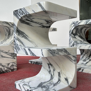Table <span class=keywords><strong>console</strong></span> Cammy Stone Arabescato Midcentury Light pour petits salons et chambres, meubles faits main pour la maison - Product Image 6