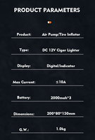 Portable 12V 150psi Digital Air Pump ABS Inflator with Lighter for Car Tire Tyre Automatic Car Tire Inflator