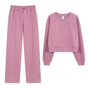 Kadın rahat spor spor Yoga kıyafeti uzun kollu kısa kazak ve hava tabakası üst seti - Product Image 4