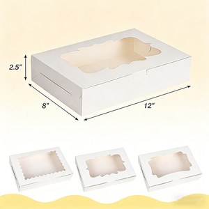Cajas para Pasteles con Ventana al por Mayor, Cajas Desechables para Regalo de Macarons, 12*8*2.5 Pulgadas, Embalaje de Grado Alimenticio para Repostería Casera, Cafeterías y Postres - Product Image 3
