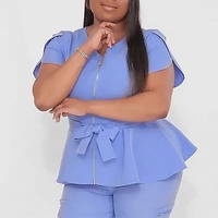 Uniforme Médico Hospitalario de Poliéster y Algodón Tejido, Ropa de Trabajo Antifluidos para Anatomía, Tallas Personalizadas, Manga Corta, Detección de Agujas, Sin Costuras