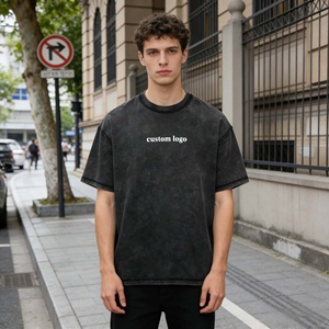 T-shirt pour homme en coton 100% à manches courtes, coupe classique, style streetwear, respirant, avec impression sérigraphiée effet délavé à l'acide et motif lettres. - Product Image 2