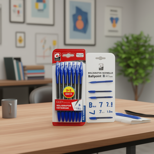 Stylos à bille ERP Easy Sencillo 1,0 mm bleu 7 pièces Fournitures de bureau - Product Image 2