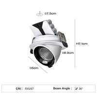 Lampe LED PULUOTI 15W en forme de trompe d'éléphant, angle réglable 45° °    Spot lumineux blanc, noir, argenté, noir canon de fusil, 75 mm, en aluminium découpé