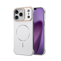Funda Magnética de Fibra de Carbono sin Marco con Soporte Metálico y Carga Inalámbrica para iPhone Serie 15 16 17 18