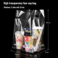 Pochette personnalisée recyclée, jetable, résistante à l'humidité, pour emballage de thé au lait, avec poignée longue, pour boissons à emporter en plastique