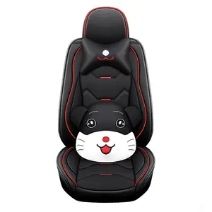 Cartoon Style Car Seat Cover Cute Design Luxury Full Set Leather Material Universal Car SUV Truck PIck-up Car Seat Cover