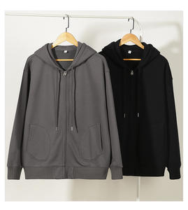 Sweat à capuche zippé en molleton surdimensionné pour homme 350 g/m² Streetwear décontracté Sweat vierge personnalisable pour la saison d'automne - Product Image 6