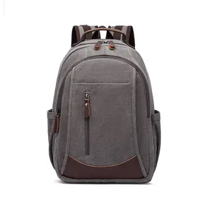 European tide black boy washed unisex canvas backpack cotton solid color men computer school backpack for men