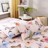 Ensemble de literie imprimé personnalisé avec des feuilles florales, taille Queen King, microfibre anti-boulochage, 4 pièces, imprimé de dessins animés, housse de couette, drap