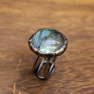 مجوهرات رجالية كريستالية عابرة للحدود بالجملة، حجر التورمالين الأسود الطبيعي القديم، كريستال أزرق غير منتظم الشكل، مجوهرات إبداعية - Product Image 2