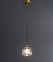 Lámpara Colgante de Techo de Cristal Dorado y Cobre, Estilo Nórdico Moderno, Altura Ajustable, Cuidado de la Vista, Garantía de 2 Años, para Cocina