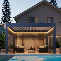 Auvent motorisé en aluminium imperméable SINGO A13, pare-soleil électrique, toit en lames de pergola, pergola murale en aluminium