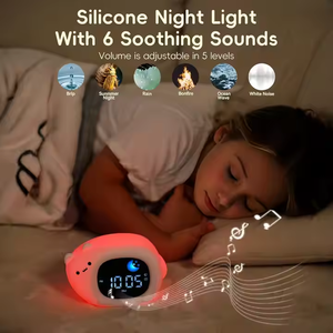 Klaar Om Te Rijzen Kinderen Slaap Trainer Baby Kid Volwassen Geluid Machine Smart Wake Up Light Projectie Mini Led Licht Wekker - Product Image 2