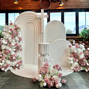 ชุดไฟ LED อะคริลิคสำหรับงานแต่งงานงานปาร์ตี้สีขาว3D พื้นหลังโค้ง5ชั้นสำหรับตกแต่งงานอีเวนต์ - Product Image 1