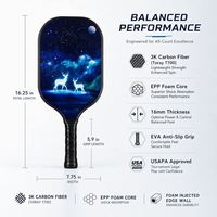 Raquette de pickleball en carbone T700 légère, surface texturée, forme allongée, noyau en mousse injectée de 14 mm, noyau en caoutchouc de 12 mm