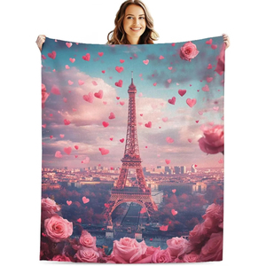 Couverture romantique avec tour Eiffel, couverture décorative <span class=keywords><strong>Paris</strong></span> avec roses, excellent cadeau pour les femmes et les couples - Product Image 6