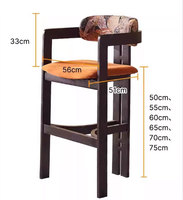 Tabouret de bar pivotant moderne français avec dossier, en bois de frêne massif, chaise haute pour comptoir, idéal pour la maison, le bar, la salle à manger, le restaurant, l'extérieur et la salle de sport