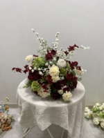 RK361 Nouvelle composition florale artificielle sur mesure ODM OEM pour mariage, boule de fleurs vert et marron pour décoration de mariage, centre de table
