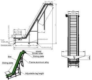 Industriële hellende emmerlift PVC voedselveilige transportbanden gemotoriseerde Z-type transportbandmachinesysteem - Product Image 3
