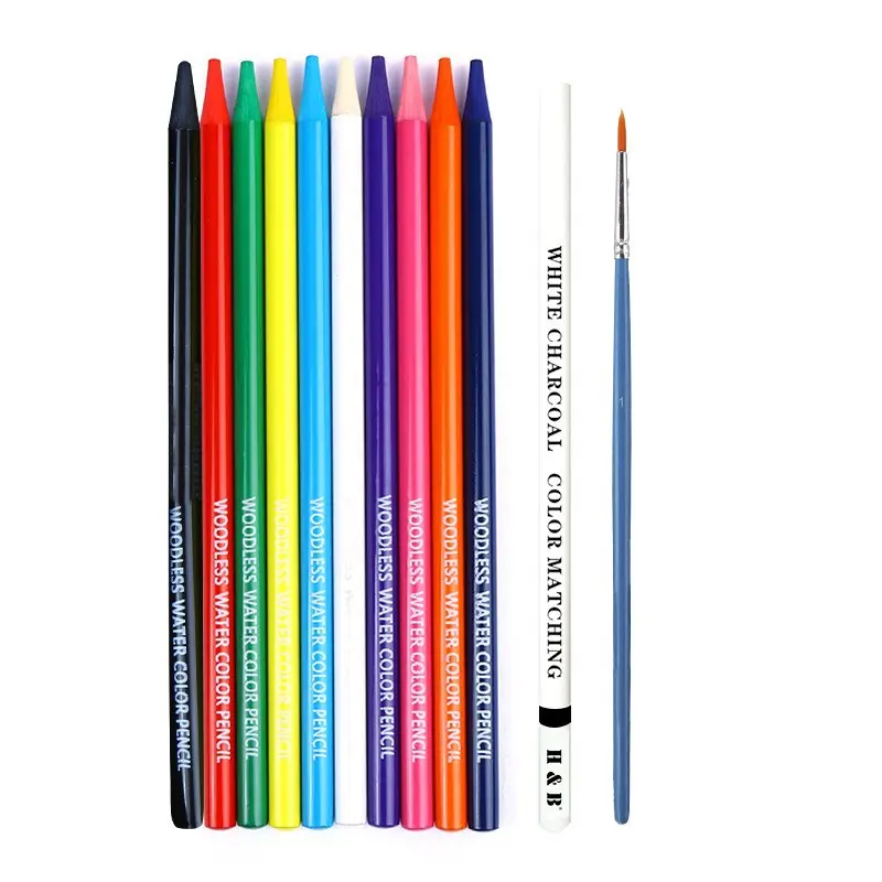 Juego de lápices de colores sin madera, lápiz oleoso soluble en agua, 10 colores, alto brillo, núcleo de plomo completo, regalo