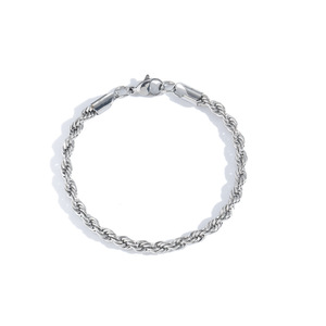 Bracelet Chaîne Corde <span class=keywords><strong>Acier</strong></span> <span class=keywords><strong>Inoxydable</strong></span> Style Hip Hop 6 mm, Placage Or Rose, Noir, Argent, Or – Vente en Gros Usine - Product Image 1