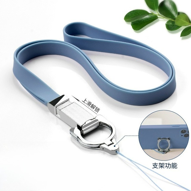 Liquid Silicone Neck Strap Mobile Phone Carry Lanyard Metal Hook Anti Lost Durable Slide to Unlock