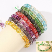 Bracelet artisanal minimaliste tendance pour femme, perles hexagonales en cristal transparent coloré, idéal pour l'été, cadeau