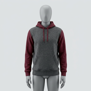 Sweat-shirt à capuche pour homme, manches raglan, gris bordeaux, couleur unie, coupe décontractée, tissu en molleton français, vêtements d'automne - Product Image 1