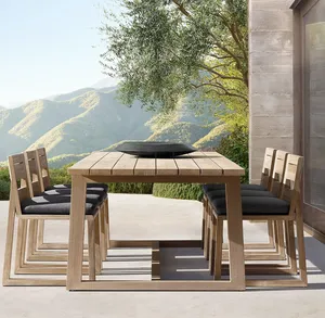 Outdoor Garden Courtyard Teak Table Luxury Table and Chair Villa Hotel Leisure Furniture Set