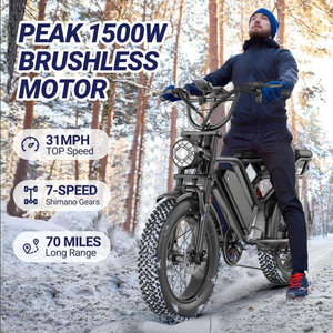 Bicicleta Eléctrica Urbana con Neumáticos Anchos, Bicicleta Eléctrica Todoterreno, Fatbike Eléctrica, 48V, Doble Suspensión, 750W, 18ah, Bicicleta Eléctrica de Montaña - Product Image 4