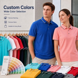 Polo unisexe personnalisé avec logo, en tissu technique premium, avec bordures contrastées, piqué vierge pour impression, uniforme d'équipe, OEM en gros - Product Image 3