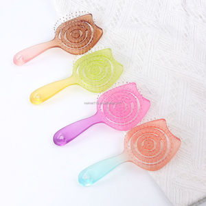 Q246 Peine para el cabello de ABS y PP, portátil, hueco, con diseño de oreja de gato, colorido degradado tipo gelatina, con forma de piruleta, para masaje capilar, para estudiantes, salones y viajes - Product Image 1
