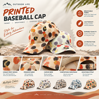 Casquette de baseball pour femme à 6 panneaux, motif floral circulaire intégral, imprimé à pois aquarelle, pour le printemps, l'été, le quotidien, les activités de plein air et les voyages