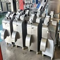 Roestvrijstalen sterke, duurzame groente- en fruitsnijmachine met grote capaciteit, geschikt voor het snijden van uien, aardappelen en wortelen.