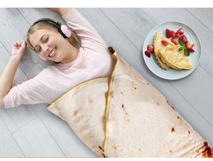 100% doux Polyester flanelle polaire Double couche imprimé Tortilla Pizza dessin animé Animal Anime portable tricoté jeter couverture taille - Product Image 4