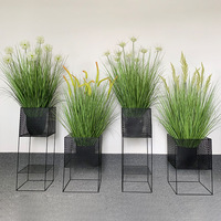 Fleurs artificielles écologiques modernes en pot : Herbe de chien, Pissenlit, Herbe de la pampa – Haute qualité, durables, résistantes à l'eau, pour Pâques