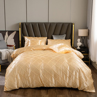 Drop shipping Housses de couette et ensembles de draps de lit en tissu de soie satiné de luxe Ensemble de literie de couleur unie 4 pièces
