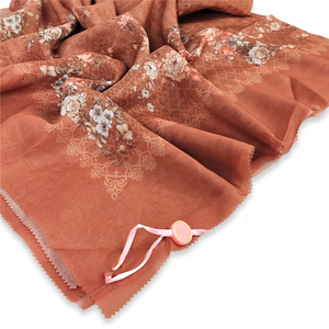 Hanako série élégant numérique imprimé coton Hijab écharpe pour adultes à manches courtes Caramel Style ethnique offre exclusive pour le printemps - Product Image 1