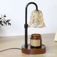 Lampe chauffe-bougie électrique avec abat-jour en verre floral, pour la fonte de cire, à intensité variable, avec minuterie, pour aromathérapie et éclairage d'ambiance, pour chambre à coucher