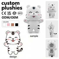 Porte-clés personnalisé en peluche, poupée tigre souriante, porte-clés de marque IP, jouet bibelot, animal en peluche, jouet parlant pour bébé