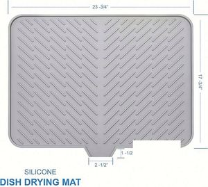 Tapis de séchage de vaisselle en silicone écologique avec rebord de drainage intégré et couleur personnalisable pour comptoirs de cuisine - Product Image 2