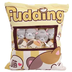 cute snack pillow stuffed animal toys pudding custom plush toy cat pillow cushion