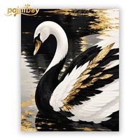 Peinture sur toile moderne faite à la main, ensemble d'art animalier à peindre par numéros avec peintures dorées 40x50cm