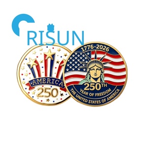 Moneda Conmemorativa Patriótica Personalizada, Recuerdo del 250 Aniversario, Moneda de Desafío Chapada en Oro, Monedas Esmaltadas del 250 Aniversario de los Estados Unidos - Product Image 3