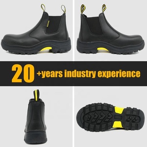 รองเท้าเซฟตี้หนังสีดำสำหรับอุตสาหกรรมน้ำมัน <span class=keywords><strong>แก๊ส</strong></span> และเหมืองแร่ พื้นยางกันลื่น ป้องกันการเจาะทะลุ หัวรองเท้าคอมโพสิต ไม่มีเชือกผูก - Product Image 2