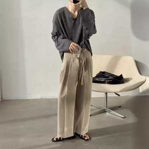 T-shirt à manches longues pour hommes, nouveau modèle <span class=keywords><strong>2022</strong></span>, marque chinoise <span class=keywords><strong>tendance</strong></span>, <span class=keywords><strong>chemise</strong></span> basique blanche ample, couleur unie, design élégant pour hommes - Product Image 4