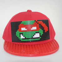 Casquette de baseball à visière plate à assembler soi-même avec blocs de construction Pixel parent-enfant, puzzle de micro-particules, style dessin animé, mode urbaine, vente en gros